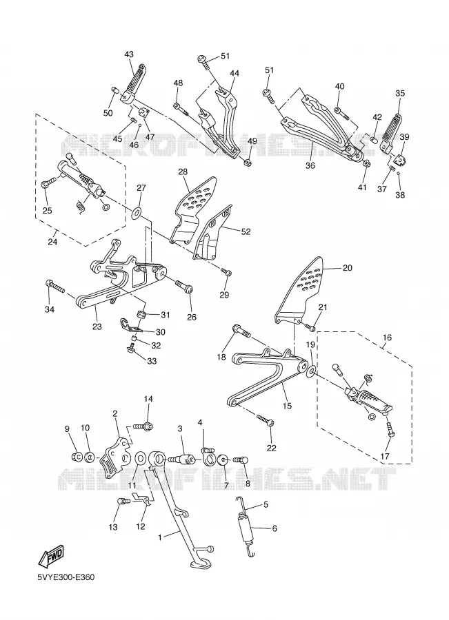 SUPPORT / REPOSE PIEDS Yamaha MOTO 1000 2006 R1  YZF-R1S