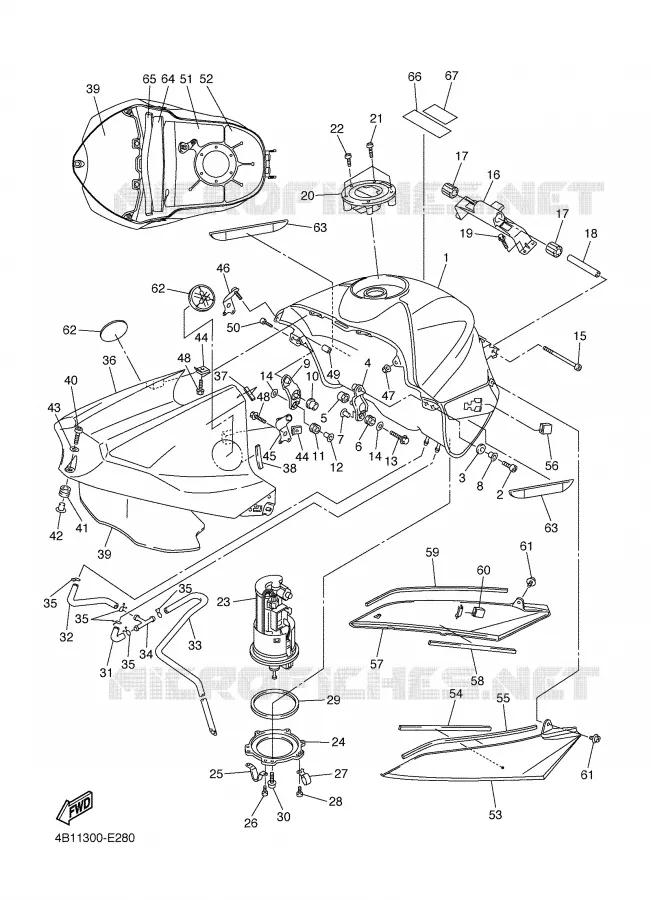 RESERVOIR A ESSENCE Yamaha MOTO 1000 2006 R1  YZF-R1S