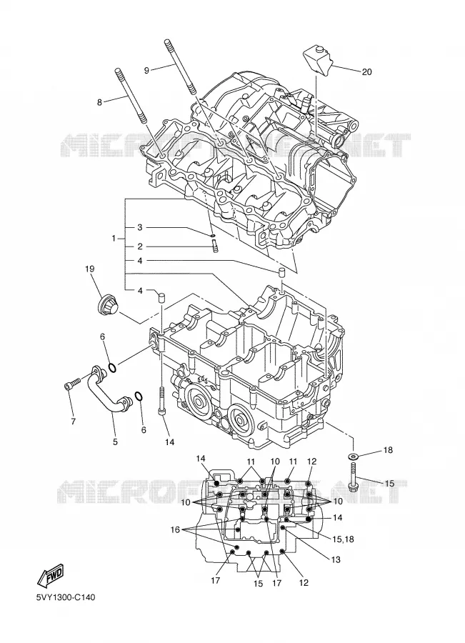 CARTER MOTEUR Yamaha MOTO 1000 2006 R1  YZF-R1SV