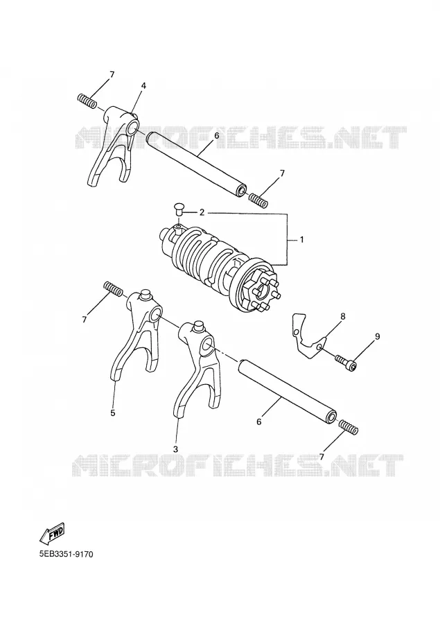 BARILLET DE SELECTION / FOURCHETTES Yamaha MOTO 600 1999 R6  YZF-R6