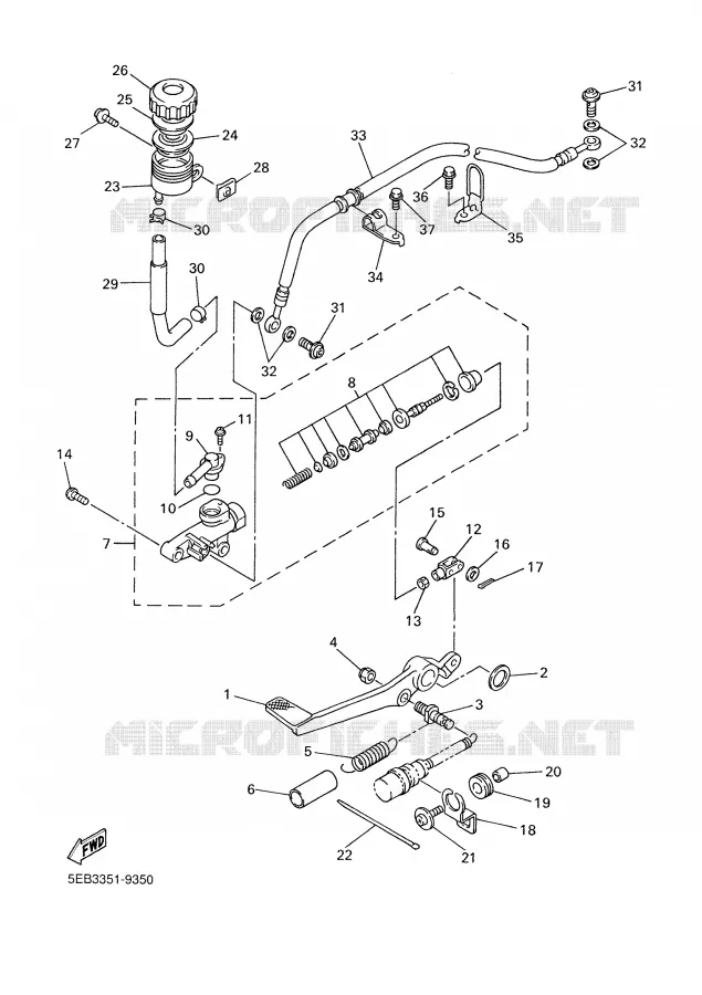 MAITRE CYLINDRE DE FREIN ARRIERE Yamaha MOTO 600 1999 R6  YZF-R6