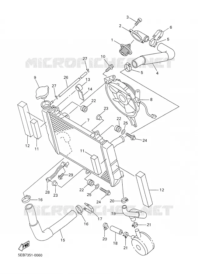 RADIATEUR / DURITES Yamaha MOTO 600 2000 R6  YZF-R6