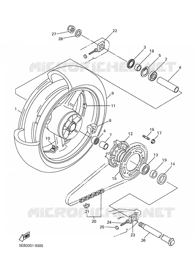ROUE ARRIERE Yamaha MOTO 600 2000 R6  YZF-R6