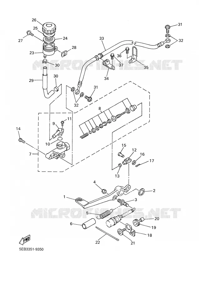 MAITRE CYLINDRE DE FREIN ARRIERE Yamaha MOTO 600 2000 R6  YZF-R6