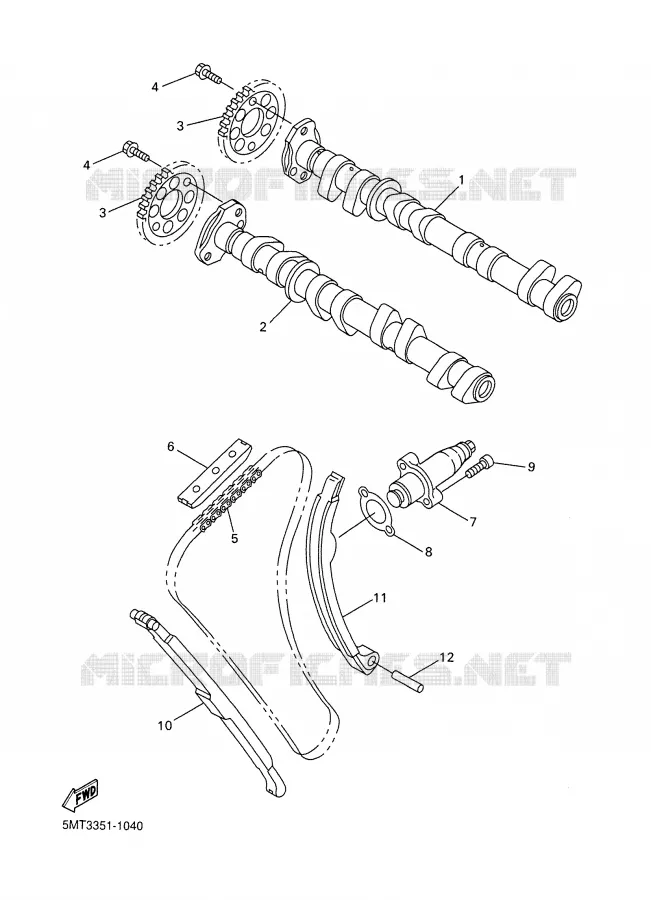 ARBRE A CAMES / CHAINE DE DISTRIBUTION Yamaha MOTO 600 2001 R6  YZF-R6
