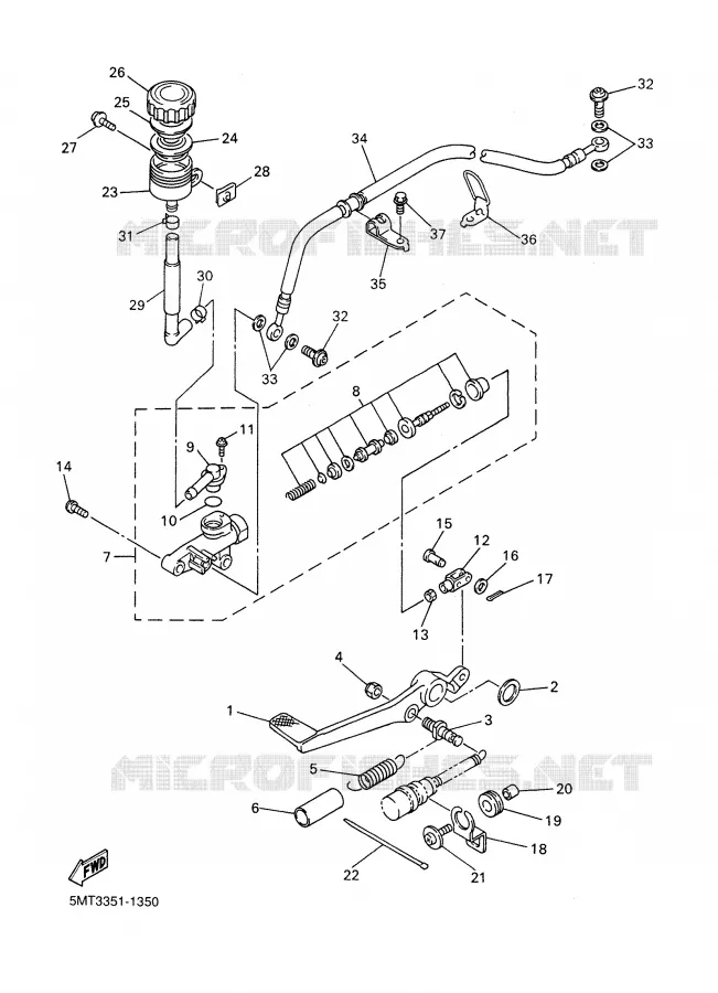 MAITRE CYLINDRE DE FREIN ARRIERE Yamaha MOTO 600 2001 R6  YZF-R6