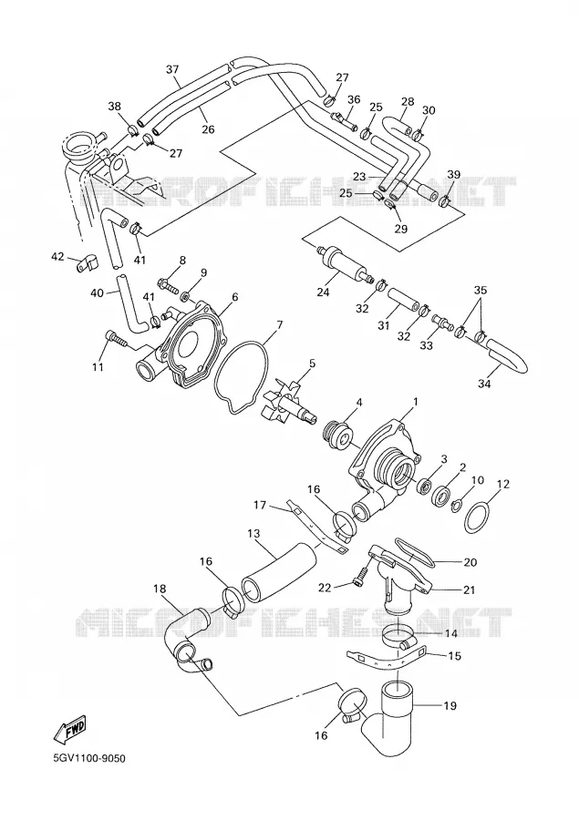 POMPE A EAU / DURITES Yamaha MOTO 600 2002 R6  YZF-R6