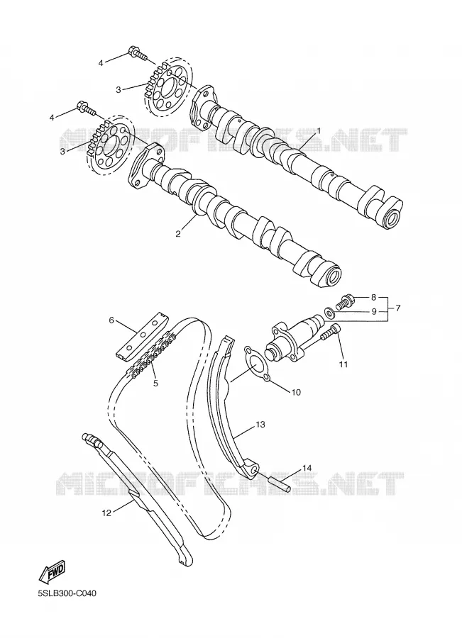 ARBRE A CAMES / CHAINE DE DISTRIBUTION Yamaha MOTO 600 2004 R6  YZF-R6
