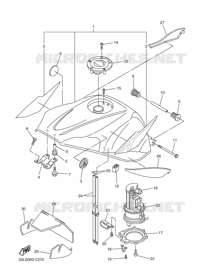 RESERVOIR A ESSENCE Yamaha MOTO 600 2004 R6  YZF-R6