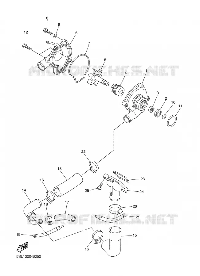 POMPE A EAU / DURITES Yamaha MOTO 600 2005 R6  YZF-R6