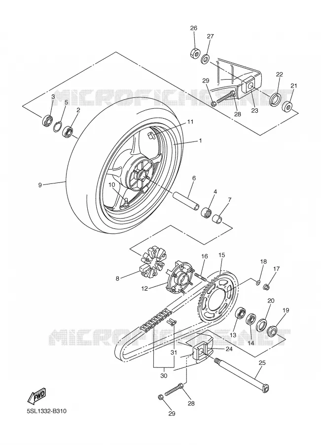 ROUE ARRIERE Yamaha MOTO 600 2005 R6  YZF-R6