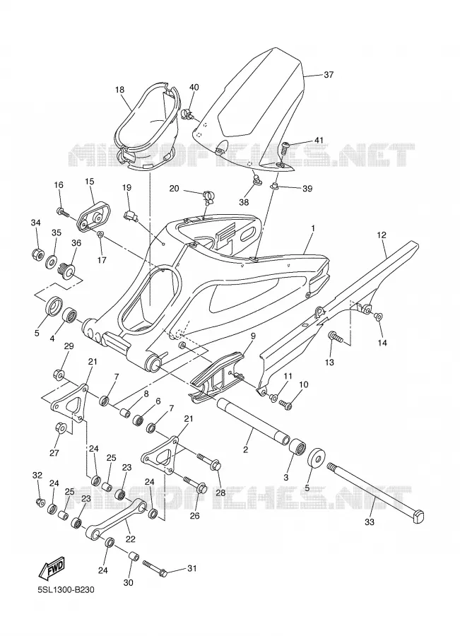 BRAS ARRIERE Yamaha MOTO 600 2005 R6  YZF-R6