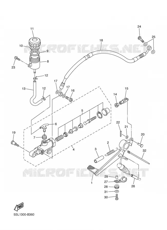 MAITRE CYLINDRE DE FREIN ARRIERE Yamaha MOTO 600 2005 R6  YZF-R6
