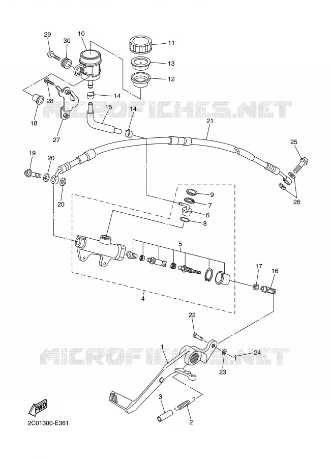 MAITRE CYLINDRE DE FREIN ARRIERE Yamaha MOTO 600 2007 R6  YZF-R6