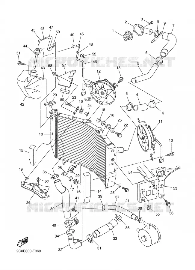 RADIATEUR / DURITES Yamaha MOTO 600 2007 R6  YZF-R6