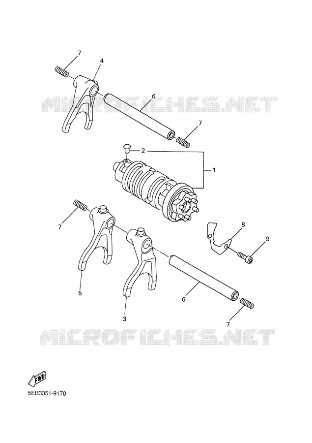 BARILLET DE SELECTION / FOURCHETTES Yamaha MOTO 600 2000 R6  YZF-R6L