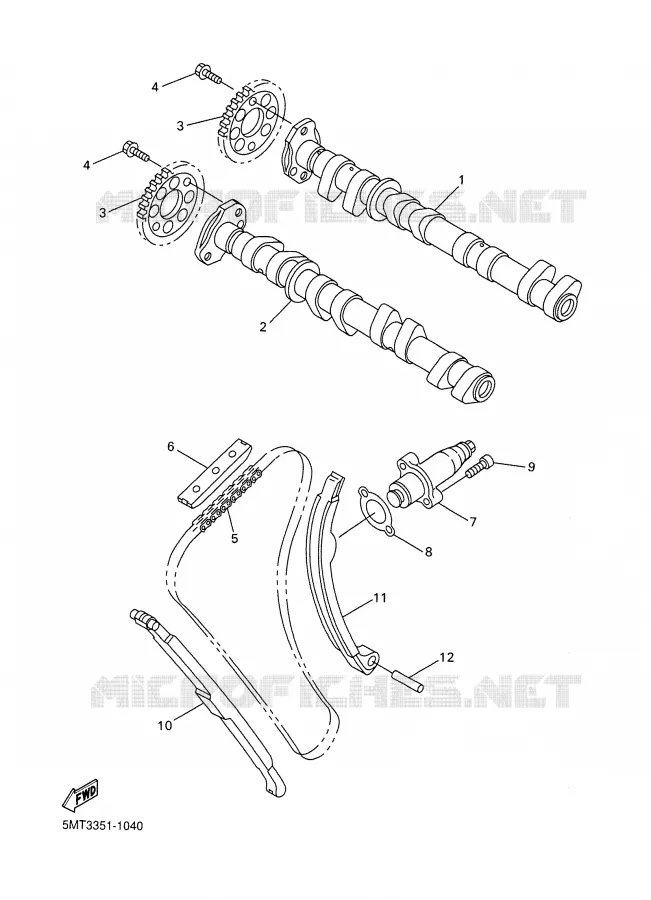 ARBRE A CAMES / CHAINE DE DISTRIBUTION Yamaha MOTO 600 2001 R6  YZF-R6N