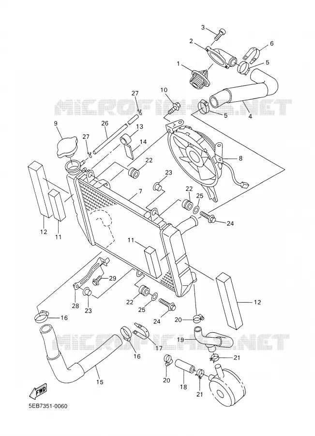 RADIATEUR / DURITES Yamaha MOTO 600 2001 R6  YZF-R6N