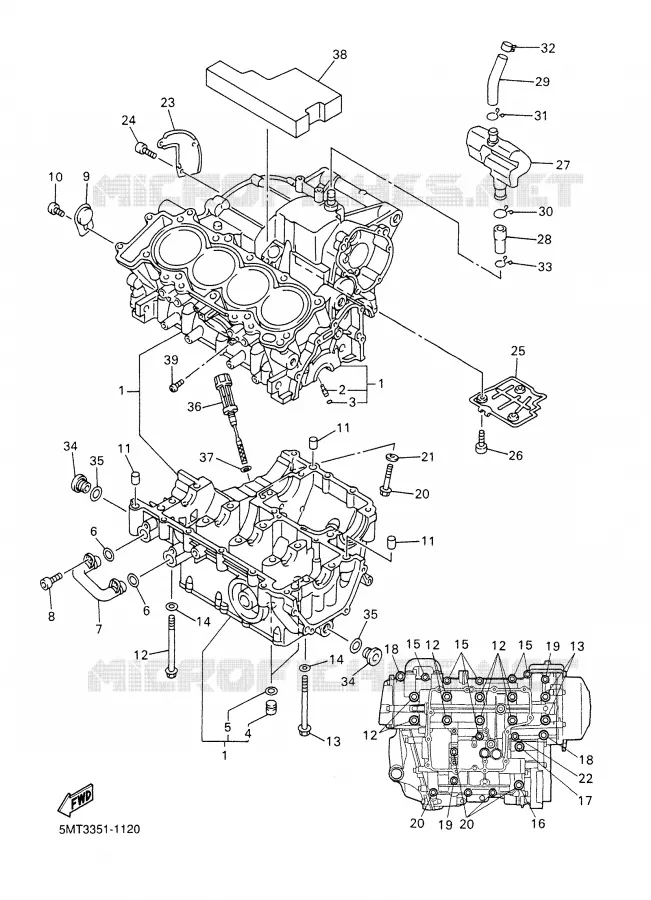 CARTER MOTEUR Yamaha MOTO 600 2001 R6  YZF-R6N