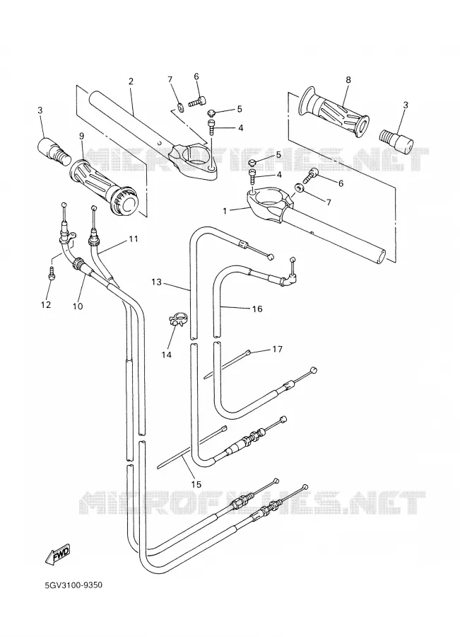 GUIDON ET CABLES Yamaha MOTO 600 2002 R6  YZF-R6P