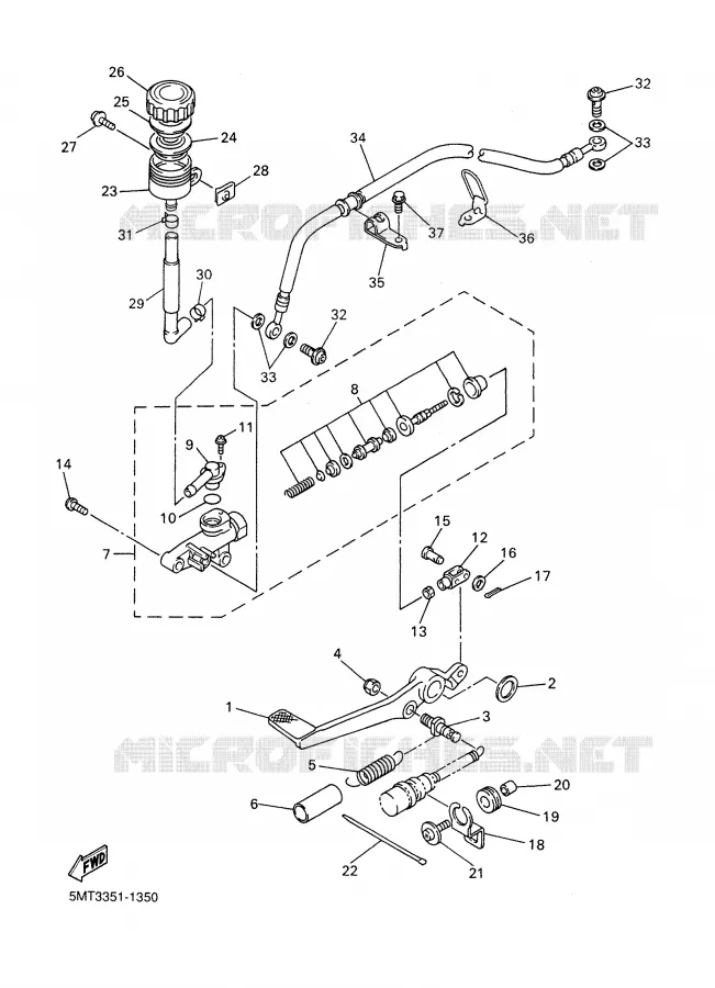 MAITRE CYLINDRE DE FREIN ARRIERE Yamaha MOTO 600 2002 R6  YZF-R6P