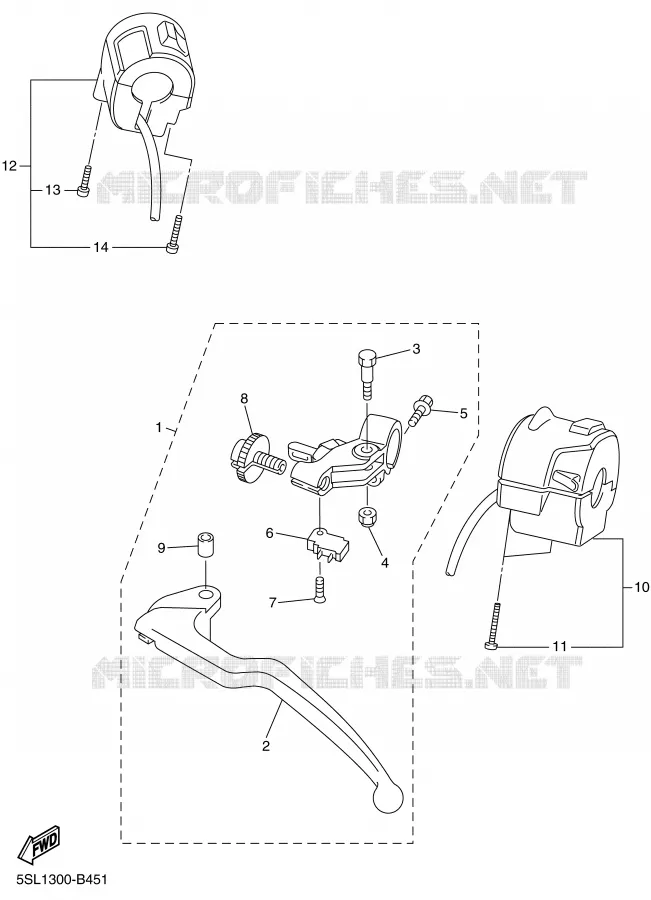 COMMODO / LEVIER Yamaha MOTO 600 2005 R6  YZF-R6T