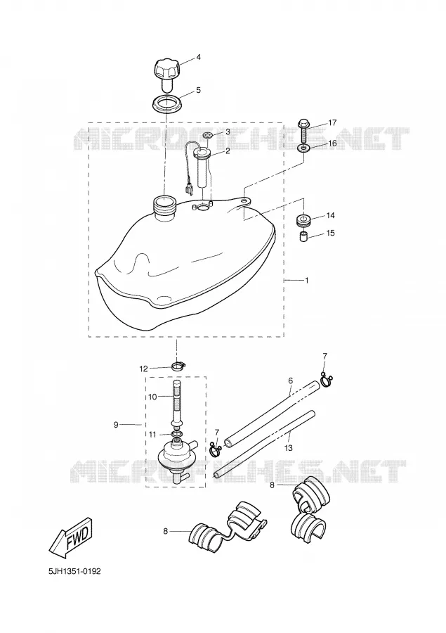 RESERVOIR A ESSENCE Yamaha SCOOTER 50 2002 SLIDER  EW50 SLIDER