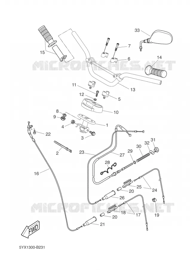 GUIDON ET CABLES Yamaha SCOOTER 50 2008 SLIDER  EW50N