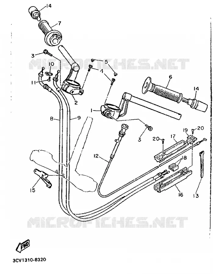 GUIDON ET CABLES Yamaha MOTO 1200 1988 FJ  FJ1200