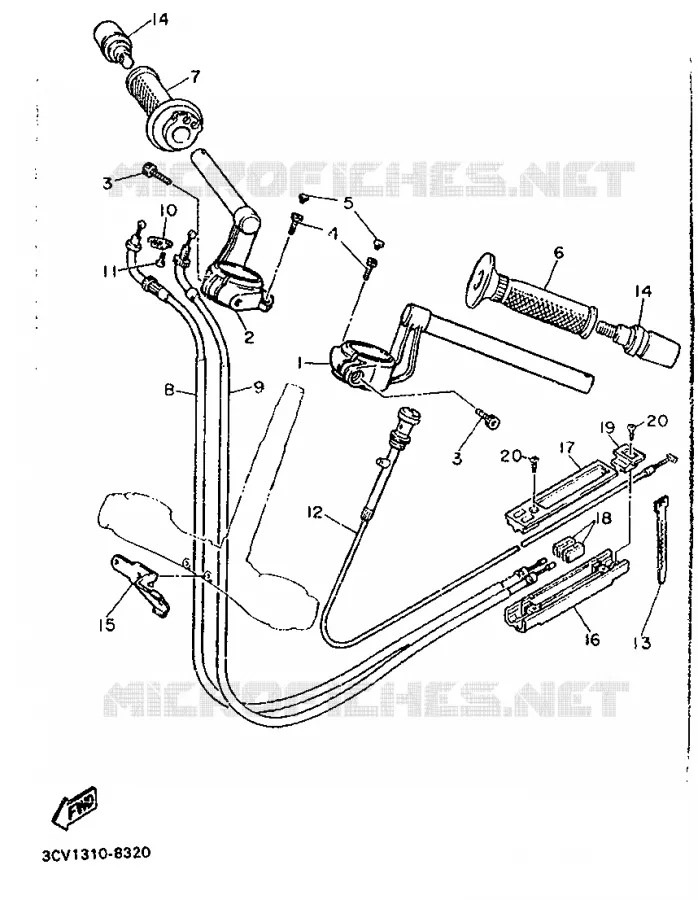 GUIDON ET CABLES Yamaha MOTO 1200 1990 FJ  FJ1200