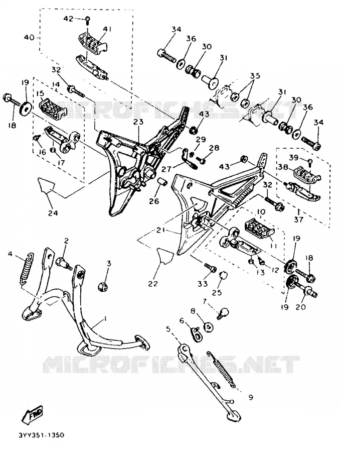 SUPPORT / REPOSE PIEDS Yamaha MOTO 1200 1991 FJ ABS  FJ1200A