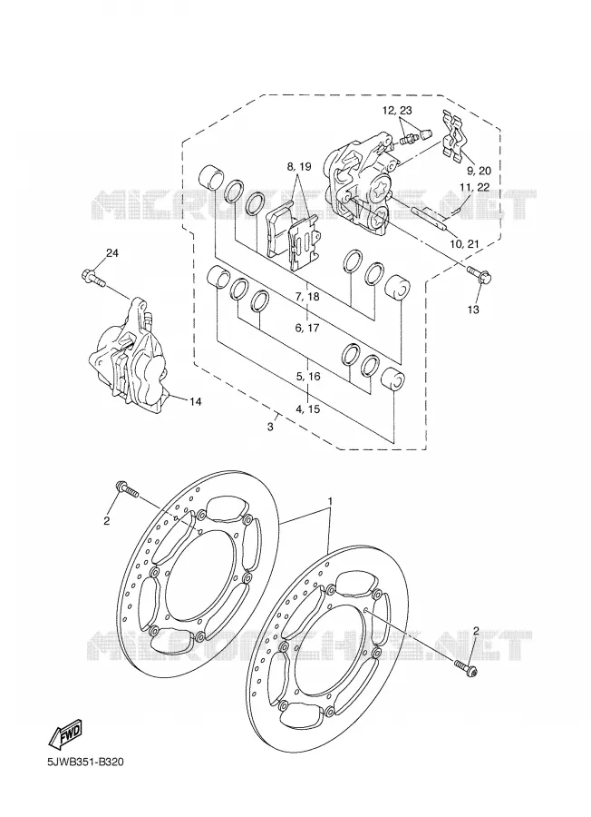 ETRIER DE FREIN AVANT Yamaha MOTO 1300 2003 FJR  FJR1300