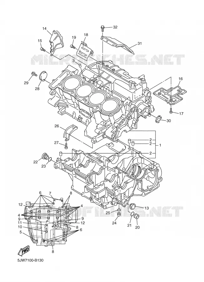 CARTER MOTEUR Yamaha MOTO 1300 2004 FJR  FJR1300