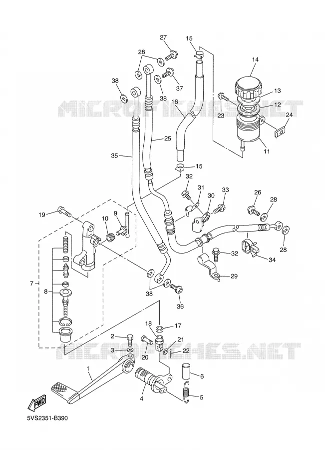 MAITRE CYLINDRE DE FREIN ARRIERE Yamaha MOTO 1300 2003 FJR ABS  FJR1300A