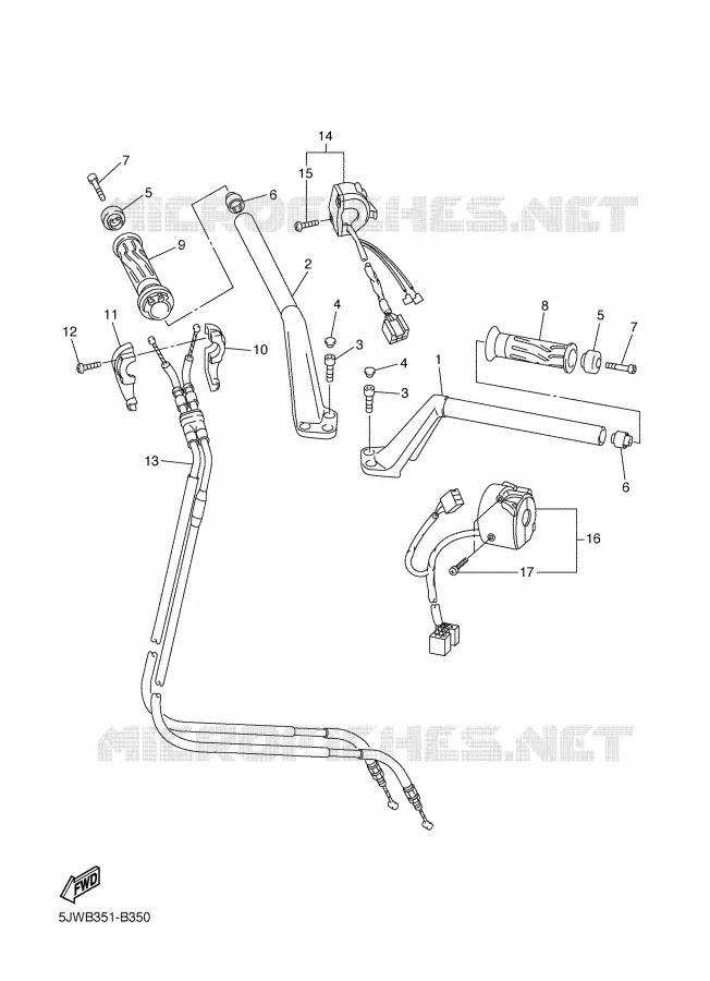 GUIDON ET CABLES Yamaha MOTO 1300 2004 FJR ABS  FJR1300A