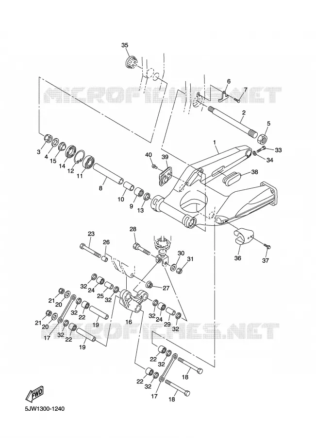 BRAS ARRIERE Yamaha MOTO 1300 2004 FJR ABS  FJR1300A