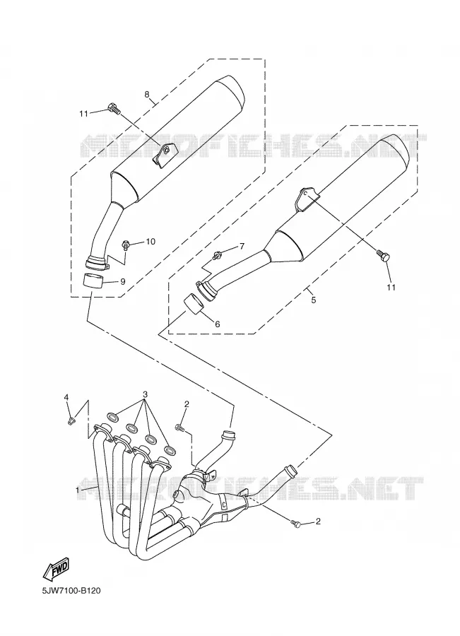 ECHAPPEMENT Yamaha MOTO 1300 2008 FJR ABS  FJR1300A