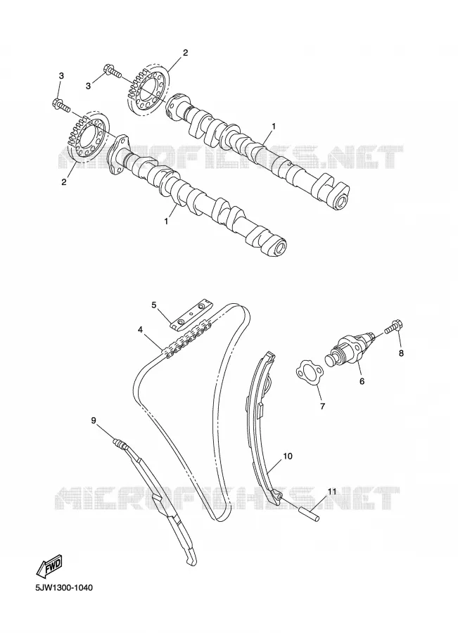 ARBRE A CAMES / CHAINE DE DISTRIBUTION Yamaha MOTO 1300 2006 FJR AS ABS  FJR1300AS