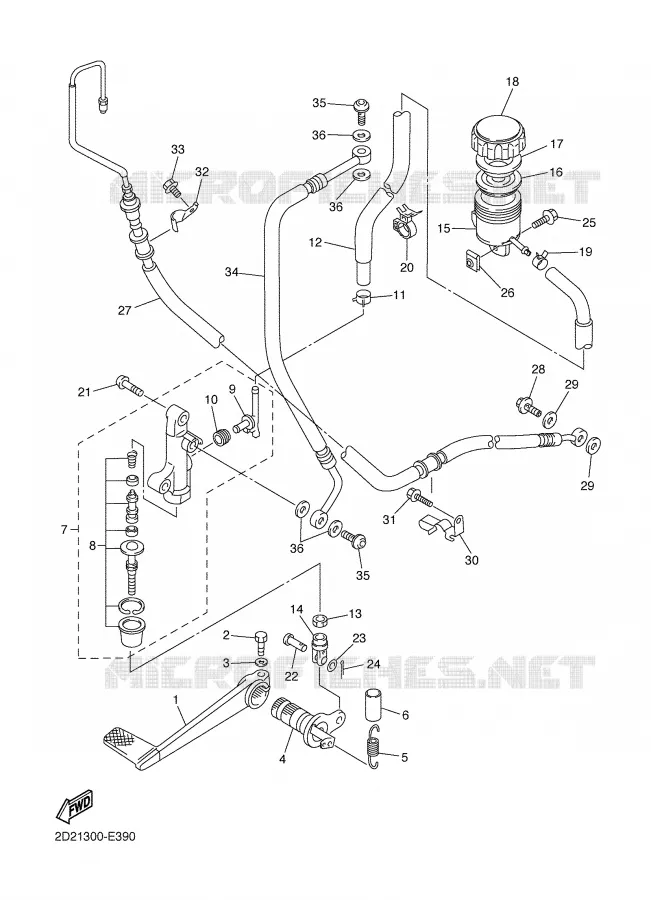 MAITRE CYLINDRE DE FREIN ARRIERE Yamaha MOTO 1300 2007 FJR  FJR1300AS