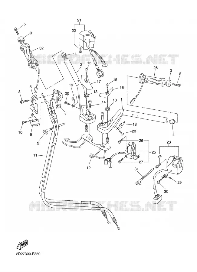GUIDON ET CABLES Yamaha MOTO 1300 2007 FJR  FJR1300AS