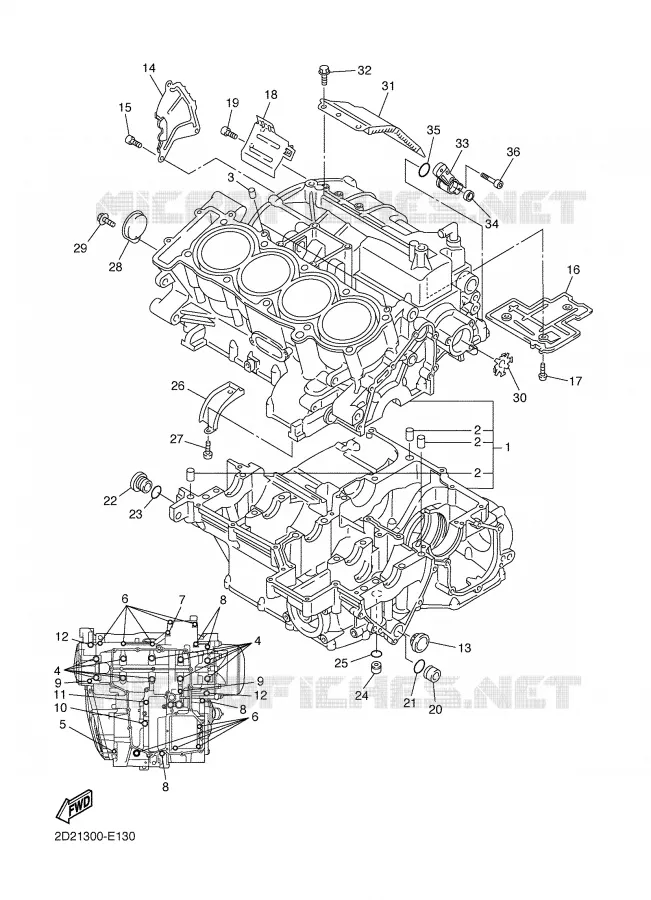 CARTER MOTEUR Yamaha MOTO 1300 2008 FJR AS ABS  FJR1300AS