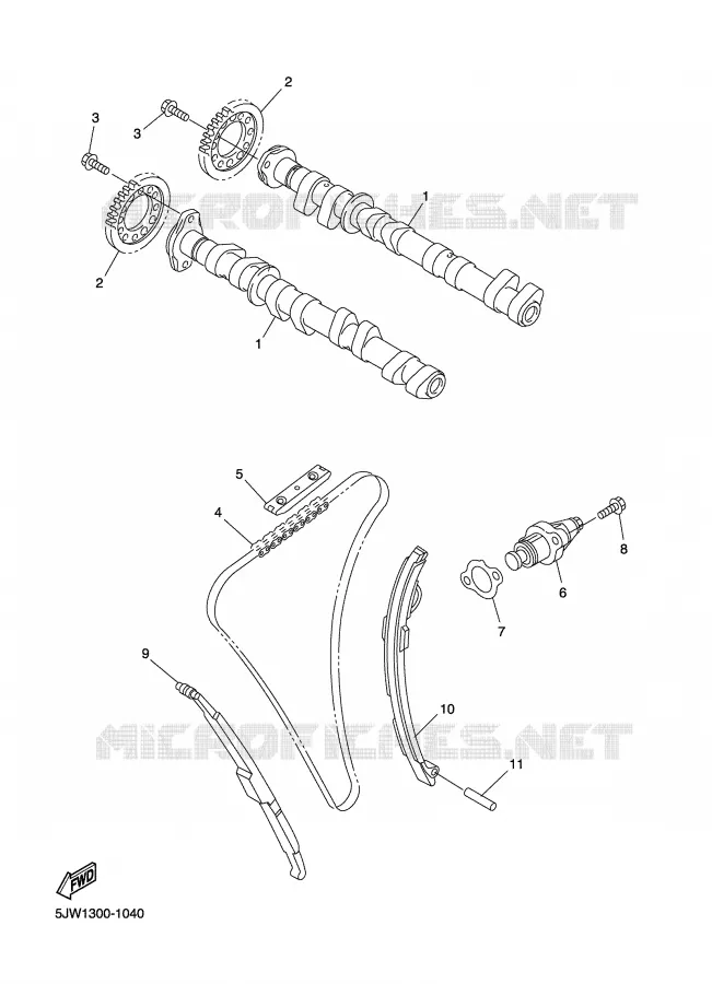 ARBRE A CAMES / CHAINE DE DISTRIBUTION Yamaha MOTO 1300 2007 FJR AS ABS  FJR1300ASW