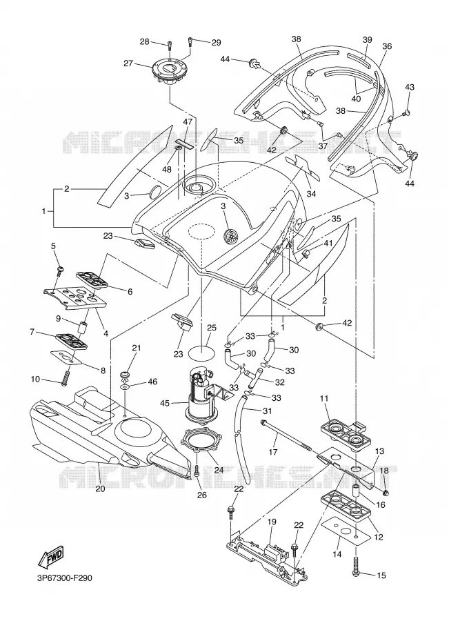 RESERVOIR A ESSENCE Yamaha MOTO 1300 2007 FJR ABS  FJR1300AW