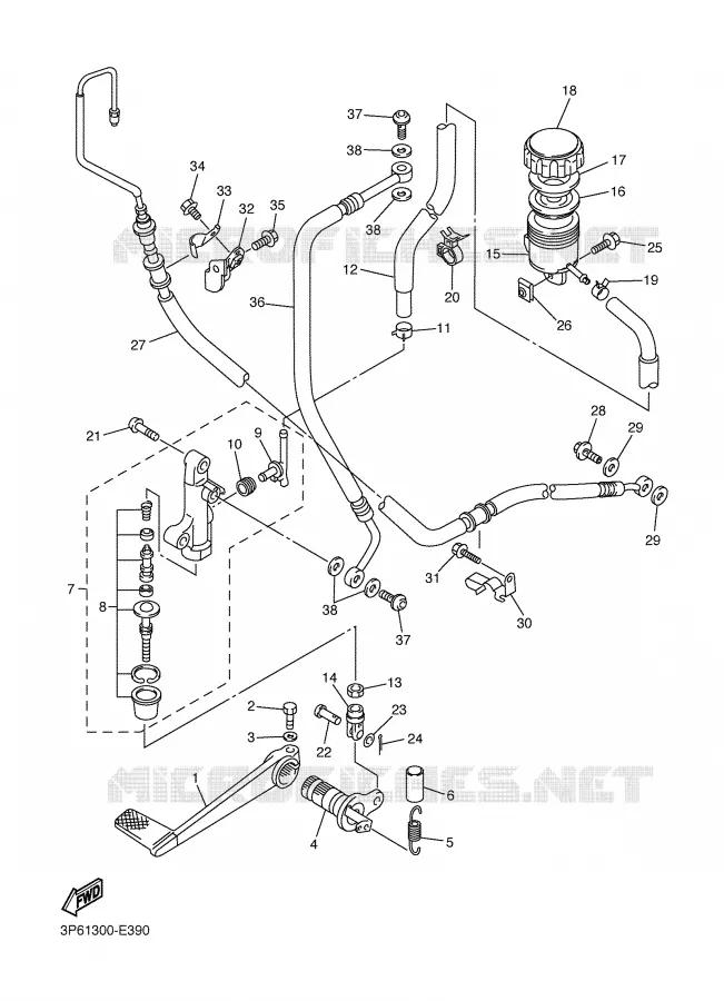MAITRE CYLINDRE DE FREIN ARRIERE Yamaha MOTO 1300 2007 FJR ABS  FJR1300AW
