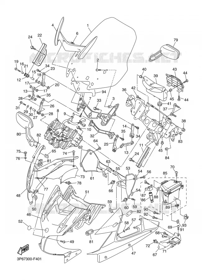 CARENAGES 1  Yamaha MOTO 1300 2007 FJR ABS  FJR1300AW