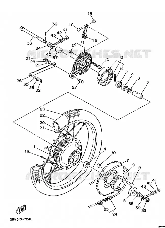 ROUE ARRIERE Yamaha MOTO 50 1988 FS1  FS1