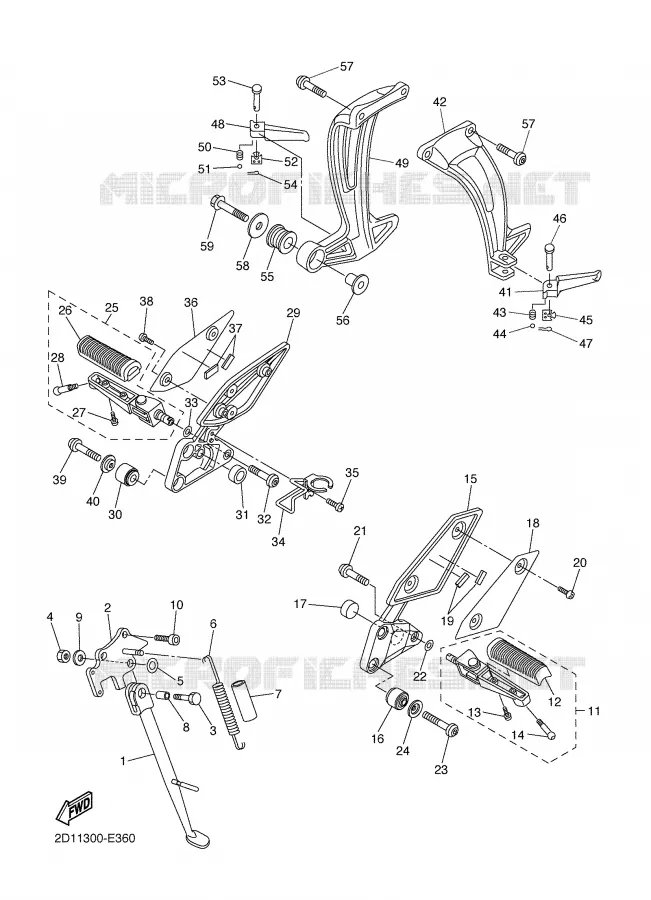 SUPPORT / REPOSE PIEDS Yamaha MOTO 1000 2008 FZ1  FZ1-N FAZER _