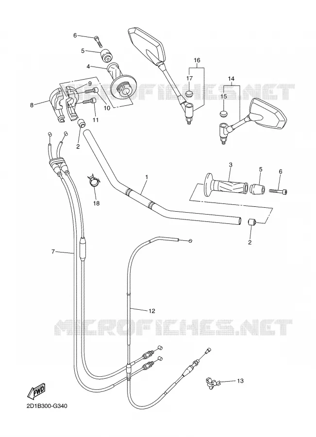 GUIDON ET CABLES Yamaha MOTO 1000 2008 FZ1 ABS  FZ1-NA FAZER _