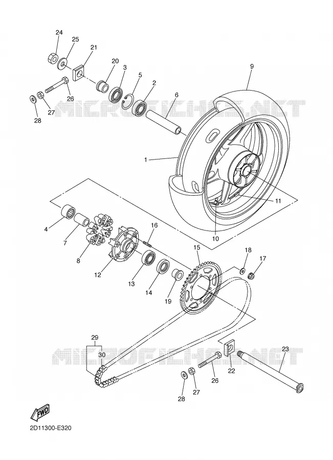 ROUE ARRIERE Yamaha MOTO 1000 2006 FAZER  FZ1-S