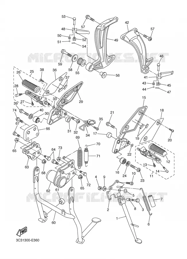 BEQUILLE / REPOSE PIEDS Yamaha MOTO 1000 2006 FAZER  FZ1-S